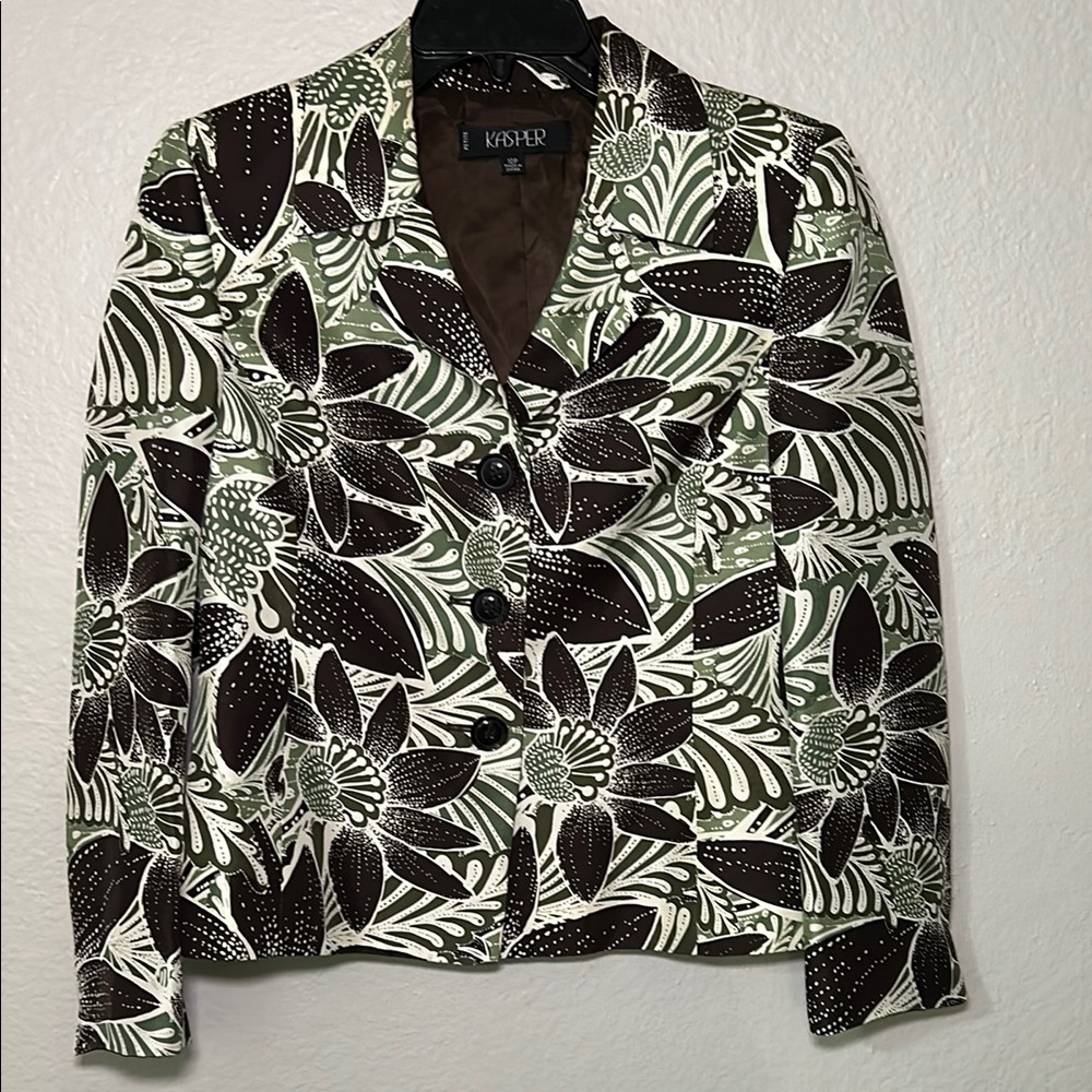 Kasper Black and Green Blazer Elegant Suit Jacket